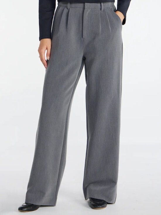 BYLT Basics Pants - BYLT Midtown Wide Leg High Rise Tailored Pant Dark Academia Office Siren